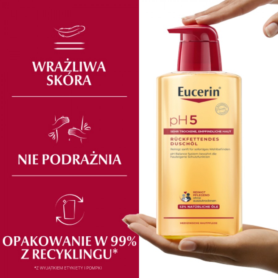 Miniaturka artykułu - #1 Eucerin Olejek do mycia i kąpieli pH5, 400 ml