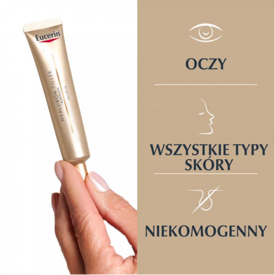 Zdjęcie produktu - 2 Eucerin Hyaluron-Filler + Elasticity Przeciwzmarszczkowy krem pod oczy SPF 20, 15 ml