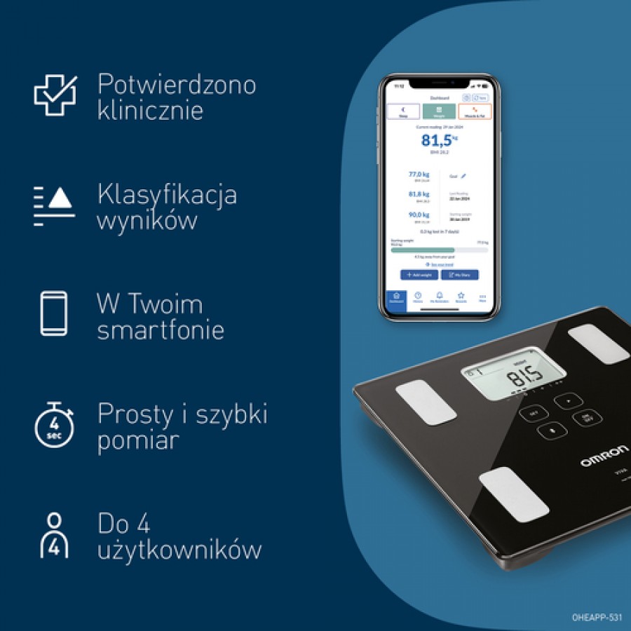 Zdjęcie produktu - 5 OMRON Waga z analizatorem składu ciała VIVA HBF-222T-EBK