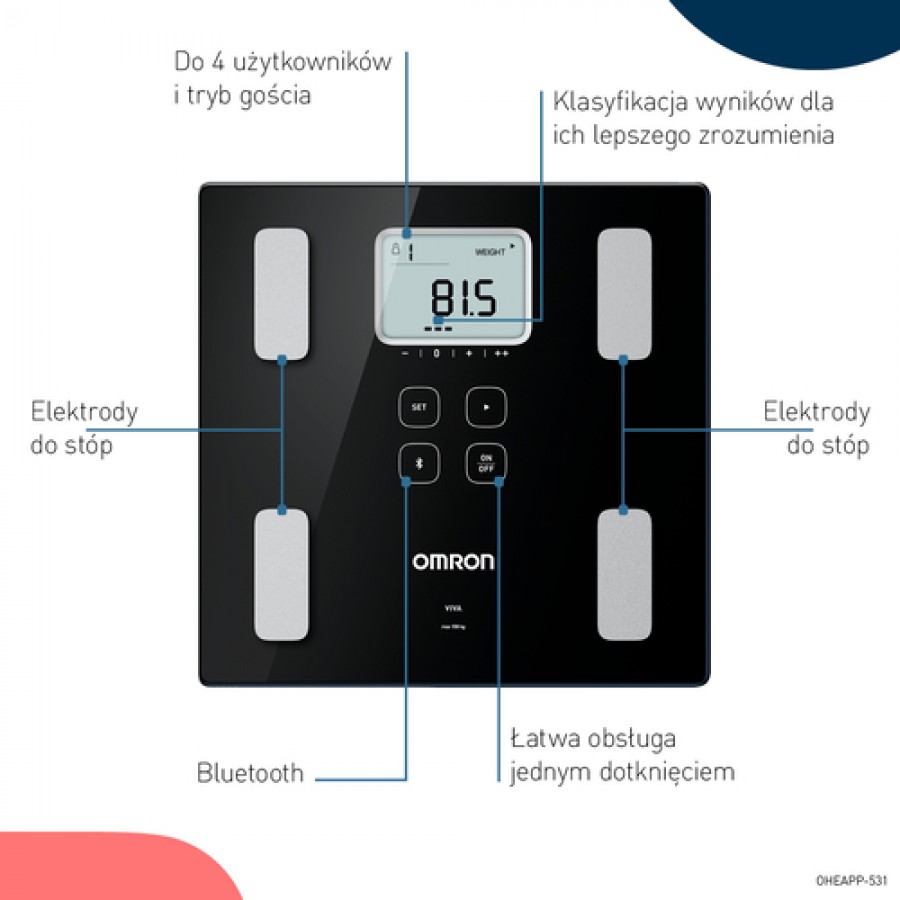 Zdjęcie produktu - 7 OMRON Waga z analizatorem składu ciała VIVA HBF-222T-EBK