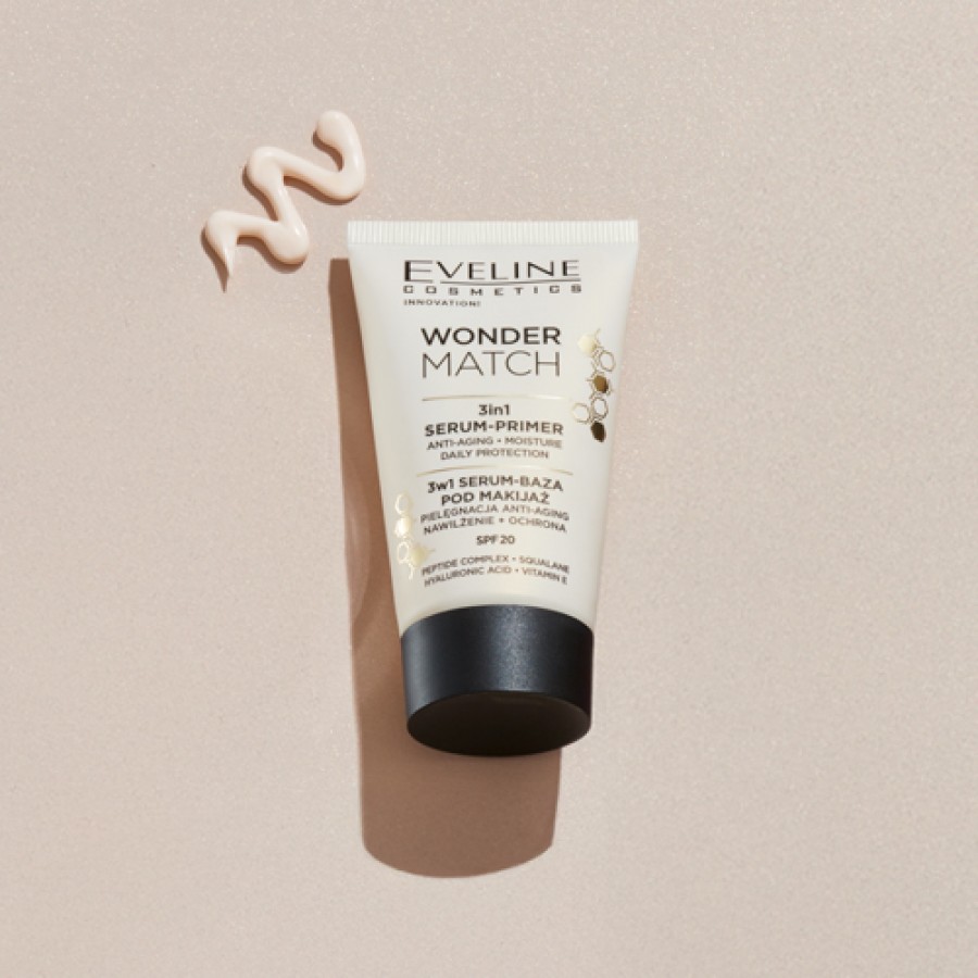 Miniaturka artykułu - #1 EVELINE Wonder Match Serum-baza pod makijaż 3w1 SPF20, 30ml