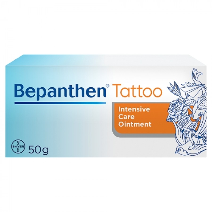 Zdjęcie produktu - 6 Bepanthen Tattoo Maść pielęgnująca i regenerująca sk&oacute;rę po tatuażu, 50 g