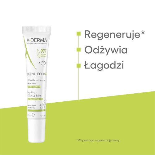 Miniaturka artykułu - #0 A-DERMA Dermalibour Baume Levre Regenerujący balsam do ust, 15ml
