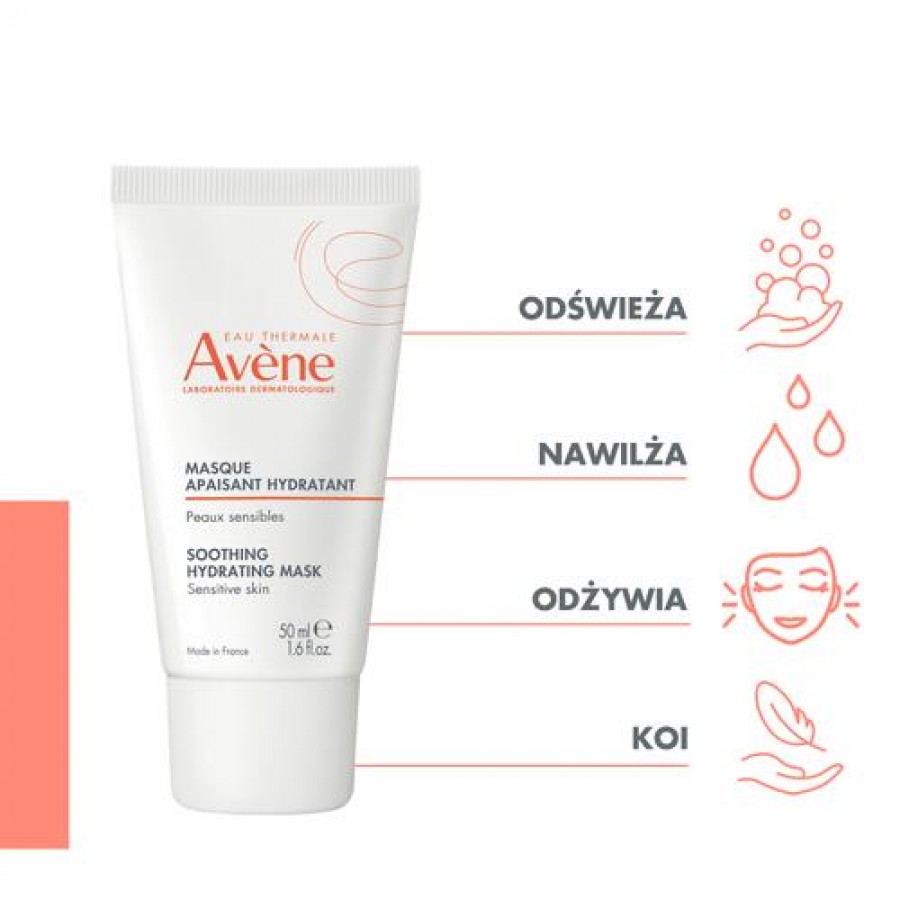 Miniaturka artykułu - #1 AVENE Maseczka kojąco - nawilżająca, 50ml