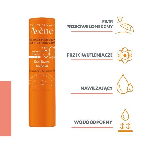 Miniaturka artykułu - #0 AVENE Stick Levres pomadka ochronna SPF50, 3gr