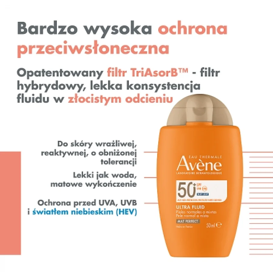 #0 – AVENE Bardzo wysoka ochrona przeciwsłoneczna Ultra Fluid Perfector SPF50+, 50ml