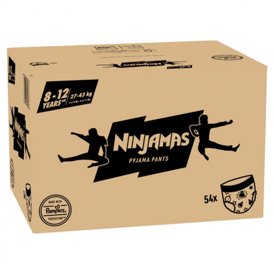 Zdjęcie produktu - 5 PAMPERS NINJAMAS Pieluchomajtki na noc dla chłopc&oacute;w 8-12 lat (27-43 kg), 54 szt.
