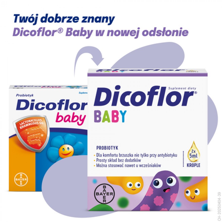 Miniaturka artykułu - #0 Dicoflor Baby Krople probiotyczne dla niemowląt i dzieci,  2x 5 ml