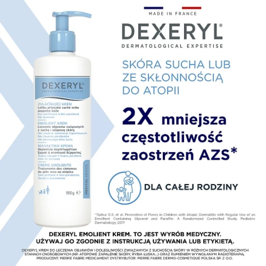 #1 – DEXERYL Emolient krem do pielęgnacji sk&oacute;ry suchej, bardzo suchej i atopowej, 500 g