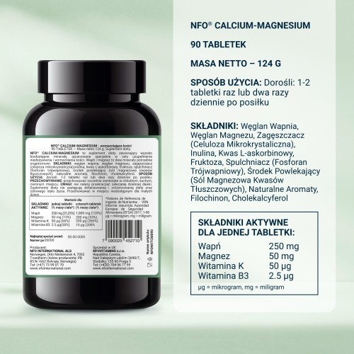 Miniaturka artykułu - #0 NFO Calcium Magnesium, 90 tabletek