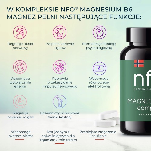 Miniaturka artykułu - #0 NFO Magnesium B6 COMPLEX, 120tabl.