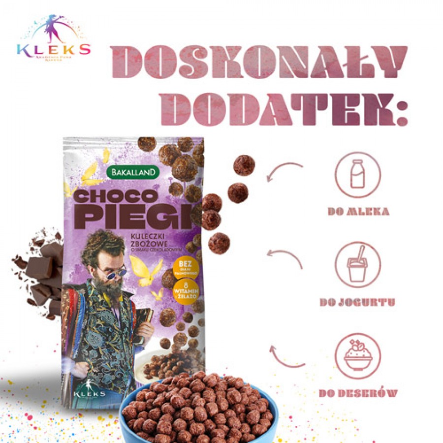 Zdjęcie produktu - 2 BAKALLAND Akademia Pana Kleksa Płatki śniadaniowe Choco Piegi, 250g