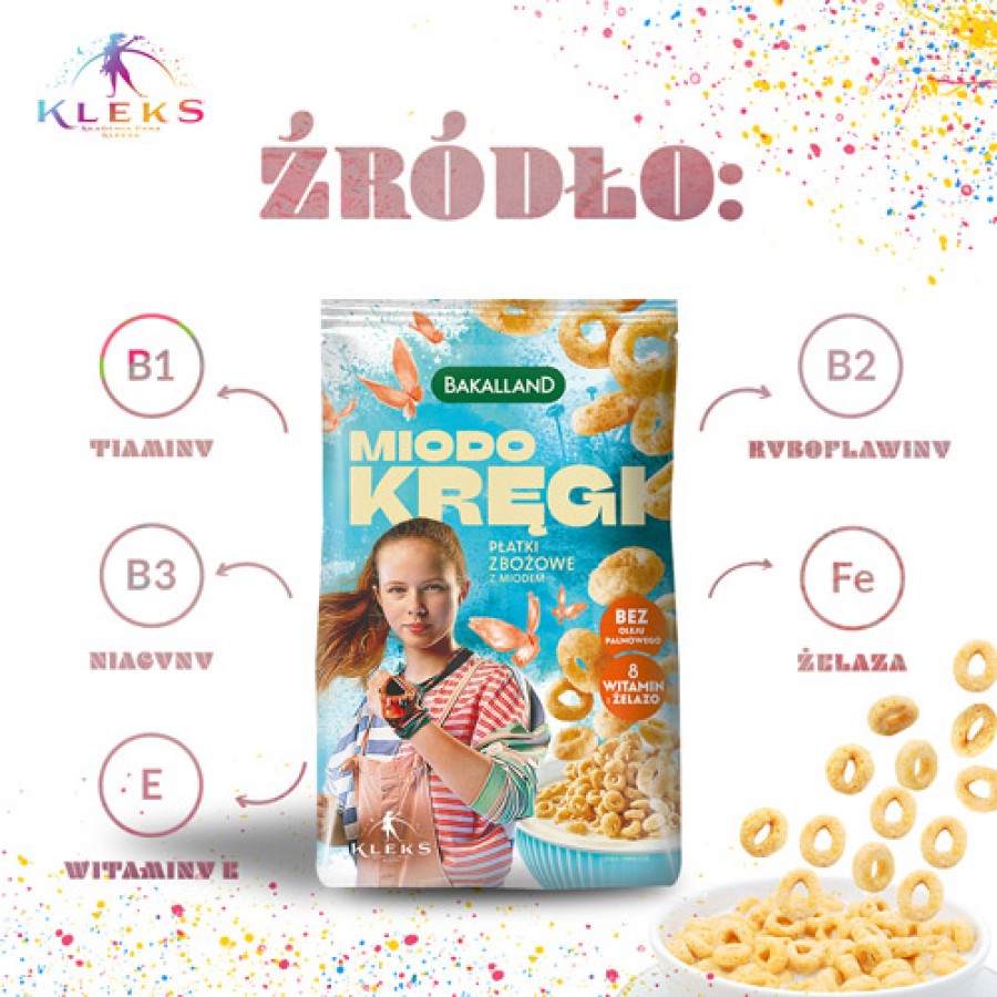 Miniaturka artykułu - #1 BAKALLAND Akademia Pana Kleksa Płatki śniadaniowe Miodo Kręgi, 250g