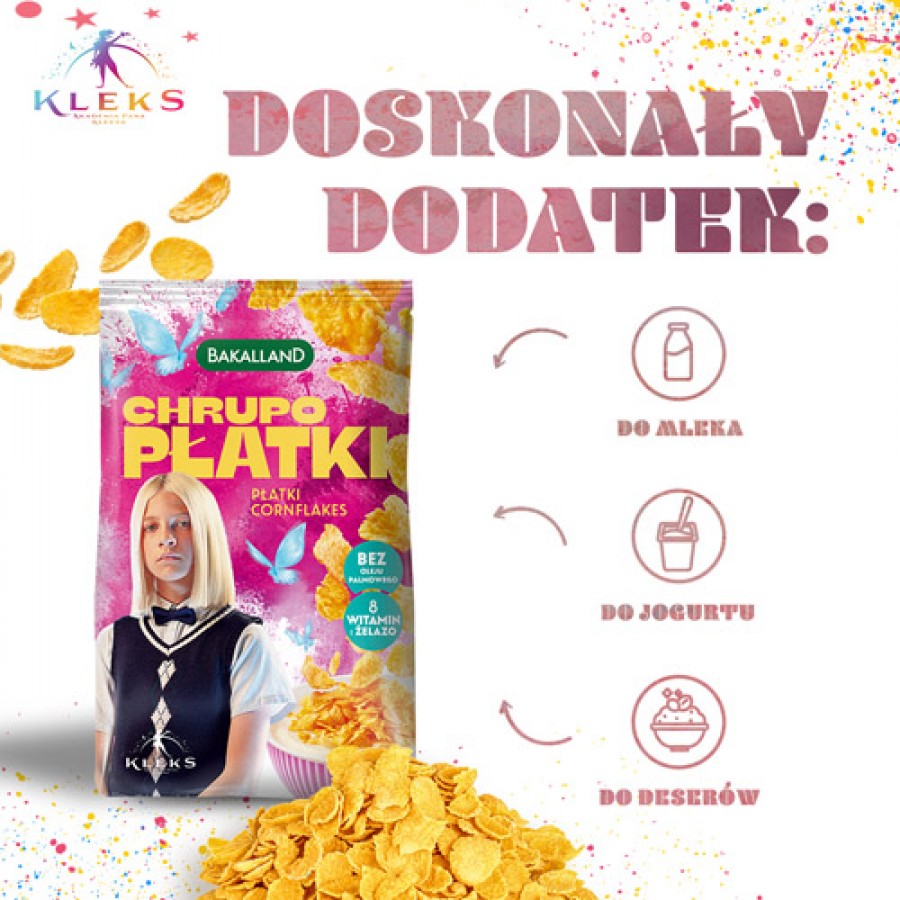 Zdjęcie produktu - 2 BAKALLAND Akademia Pana Kleksa Płatki śniadaniowe Chrupo Płatki, 250g