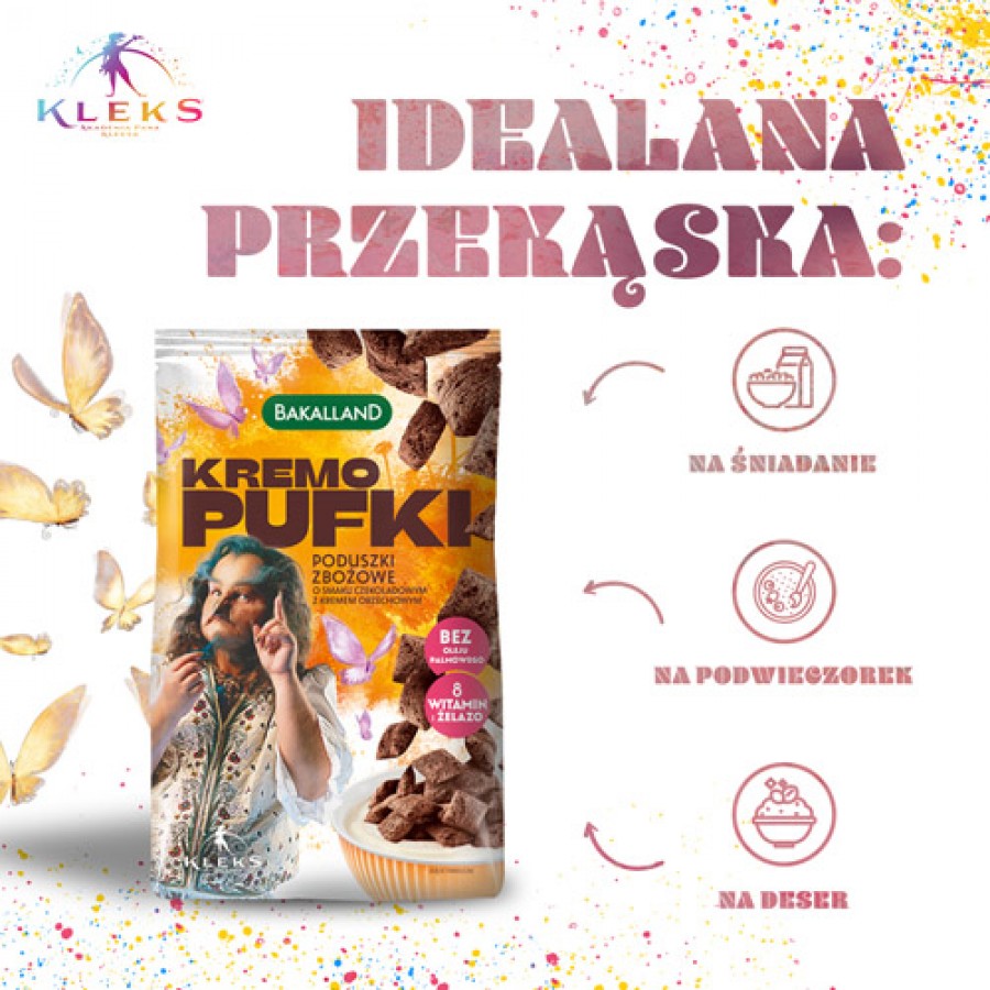 Zdjęcie produktu - 3 BAKALLAND Akademia Pana Kleksa Płatki śniadaniowe Kremo Pufki, 200g