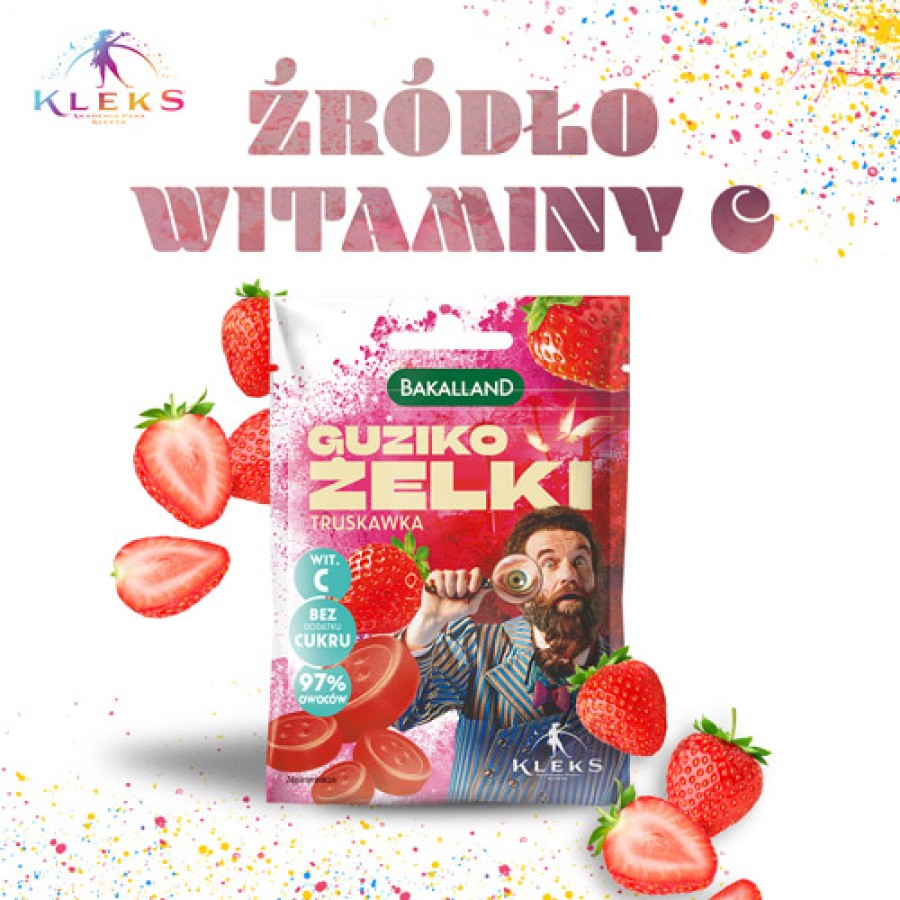 Miniaturka artykułu - #1 BAKALLAND Akademia Pana Kleksa Guziko-żelki Truskawka, 34g