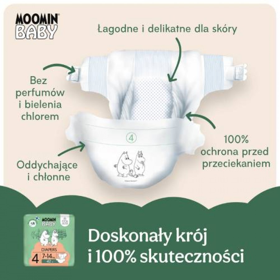 Zdjęcie produktu - 2 MOOMIN BABY Diapers Pieluszki ekologiczne 4 (7-14kg), 42szt.
