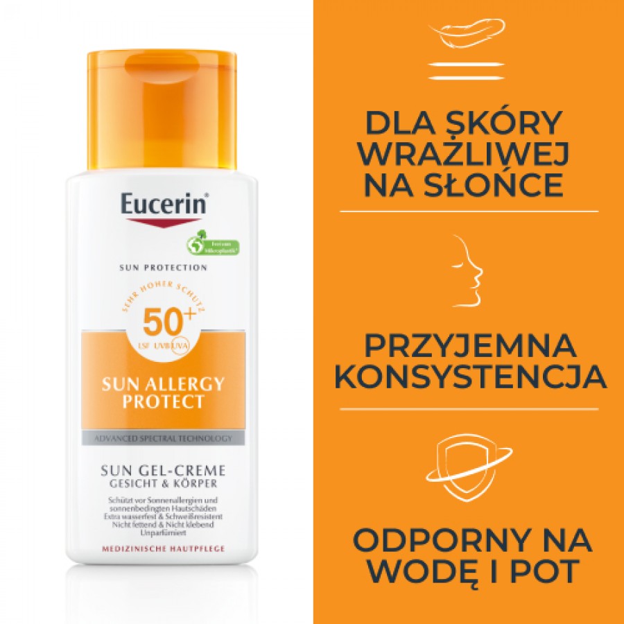 Zdjęcie produktu - 4 Eucerin Sun Allergy Protect Żel-krem do opalania do sk&oacute;ry alergicznej SPF 50+, 150 ml