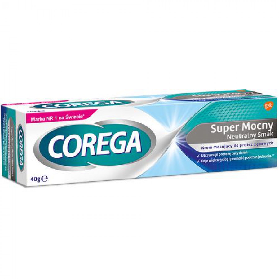 Miniaturka artykułu - #1 COREGA Krem do protez Super mocny Neutralny Smak - 40 g