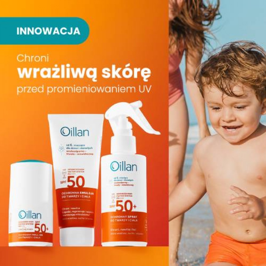 Miniaturka artykułu - #0 OILLAN Ochronna emulsja przeciwsłoneczna do twarzy i ciała z filtrem SPF50 do sk&oacute;ry wrażliwej, 100ml