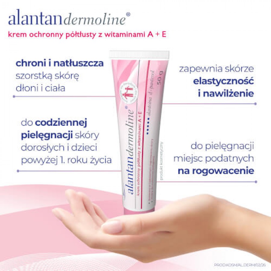 Miniaturka artykułu - #1 Alantandermoline Krem ochronny p&oacute;łtłusty z witaminami A+E łagodzi podrażnienia, 50 g