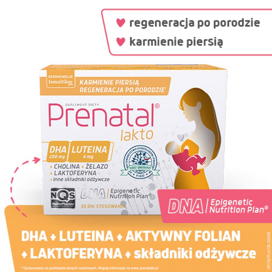 Miniaturka artykułu - #0 Prenatal Lakto: 30 kapsułek Prenatal Lakto 1 + 30 kapsułek Prenatal Lakto 2