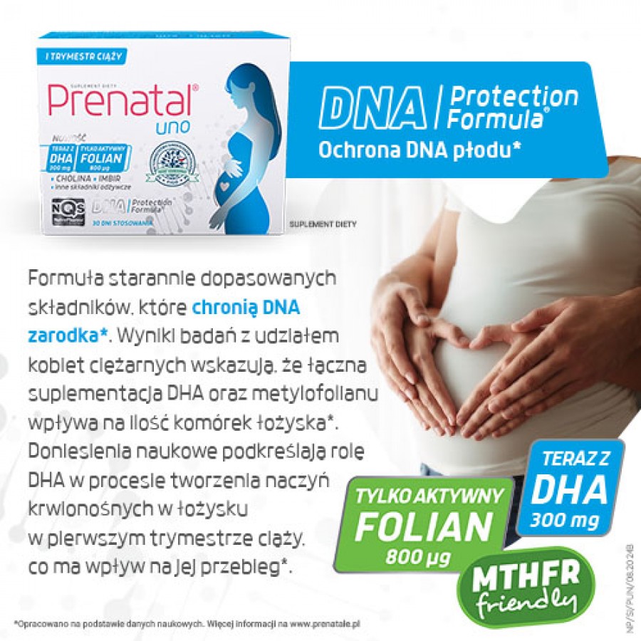 Zdjęcie produktu - 4 Prenatal Uno, 30 kaps. + 30 kaps. - suplement diety z kwasem foliowym i DHA dla kobiet w ciąży