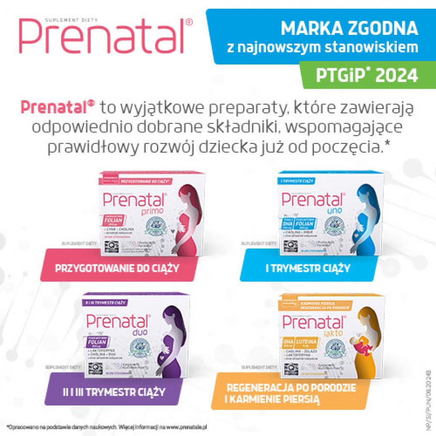 Zdjęcie produktu - 5 Prenatal Uno, 30 kaps. + 30 kaps. - suplement diety z kwasem foliowym i DHA dla kobiet w ciąży
