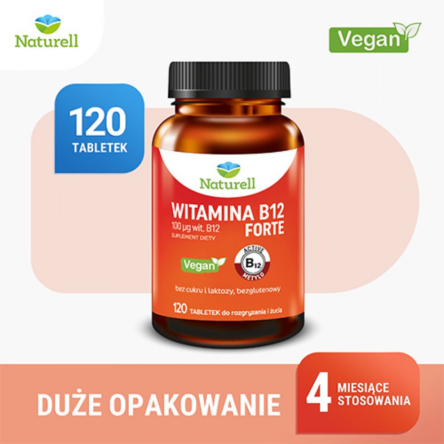 Miniaturka artykułu - #0 NATURELL Witamina B12 forte, 120 tabletek