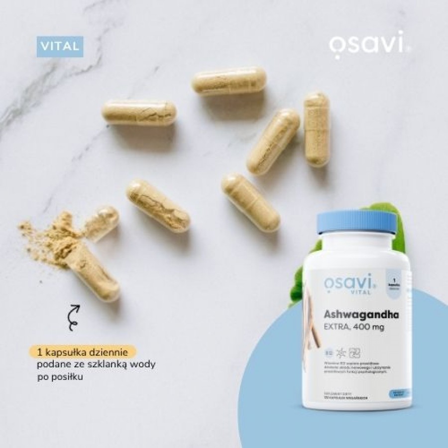 Miniaturka artykułu - #1 OSAVI Vital Ashwagandha Extra 400mg, 120kaps.