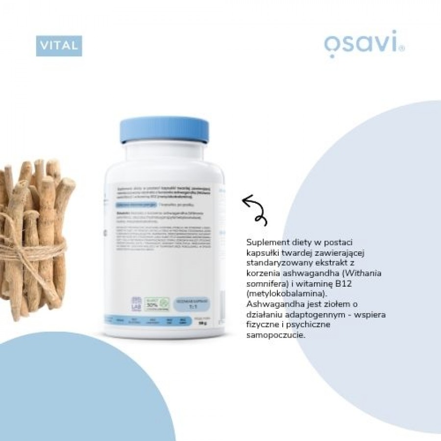 Zdjęcie produktu - 3 OSAVI Vital Ashwagandha Extra 400mg, 120kaps.
