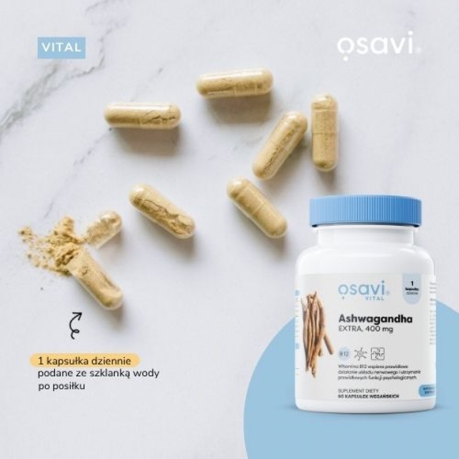 Miniaturka artykułu - #1 OSAVI Vital Ashwagandha Extra 400mg, 60kaps.