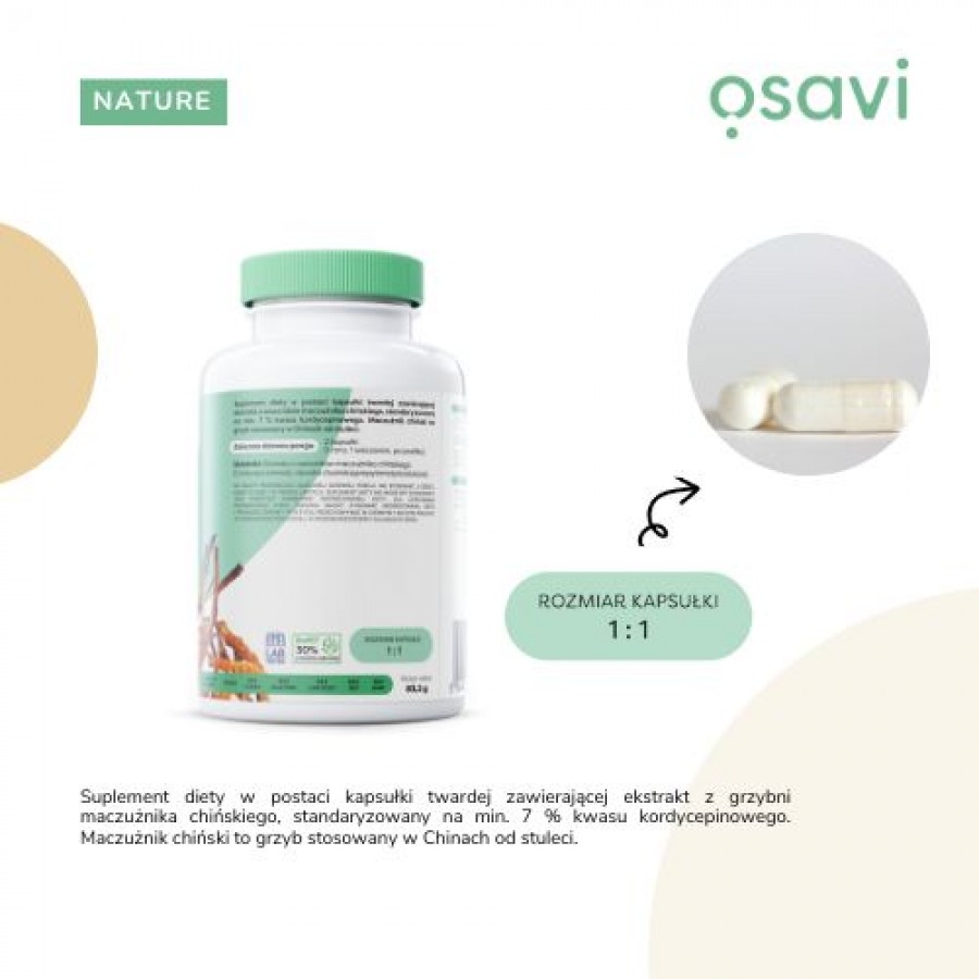 Zdjęcie produktu - 3 OSAVI Cordyceps Sinensis 1200mg, 120kaps.