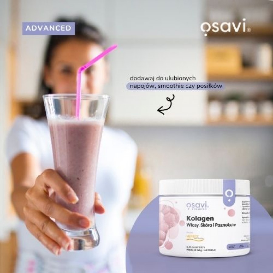 Miniaturka artykułu - #0 OSAVI Advanced Kolagen Włosy, Sk&oacute;ra i Paznokcie - naturalny smak, 150g