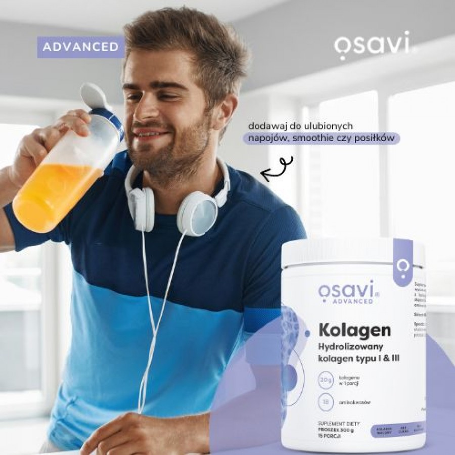 Miniaturka artykułu - #0 OSAVI Advanced Kolagen Hydrolizowany Typu I & III Proszek, 300g