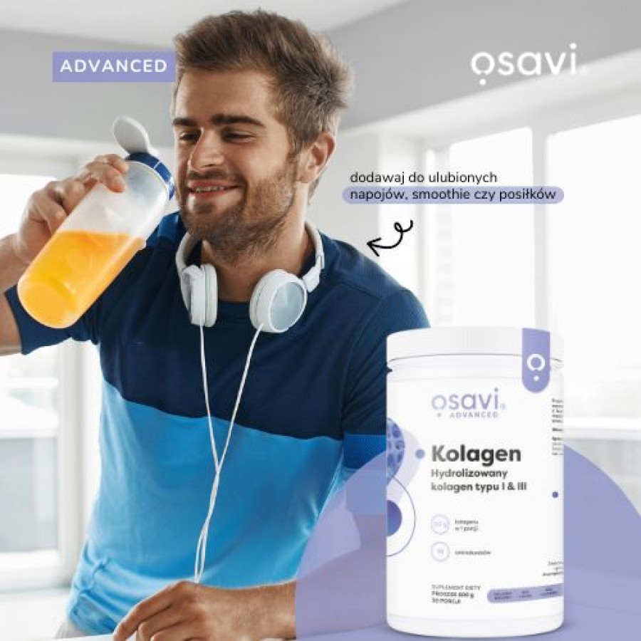 Miniaturka artykułu - #0 OSAVI Advanced Kolagen Hydrolizowany Typu I & III Proszek, 600g