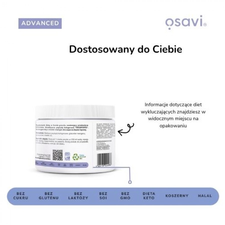 Zdjęcie produktu - 3 OSAVI Advanced Kolagen Ścięgna i Więzadła Proszek, 150g