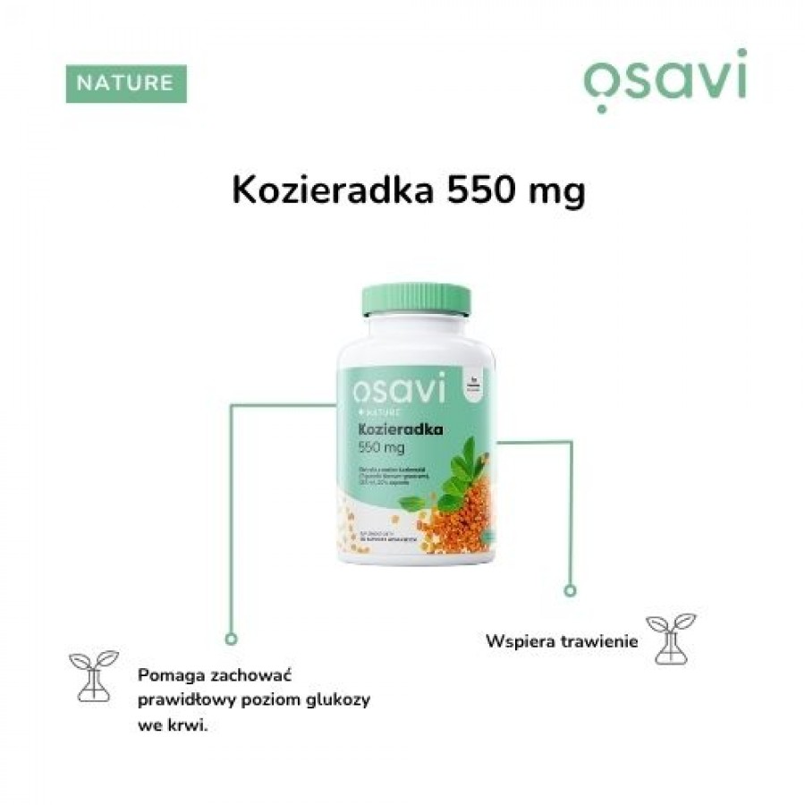 Zdjęcie produktu - 1 OSAVI Nature Kozieradka 550 mg, 120 kapsułek wegańskich