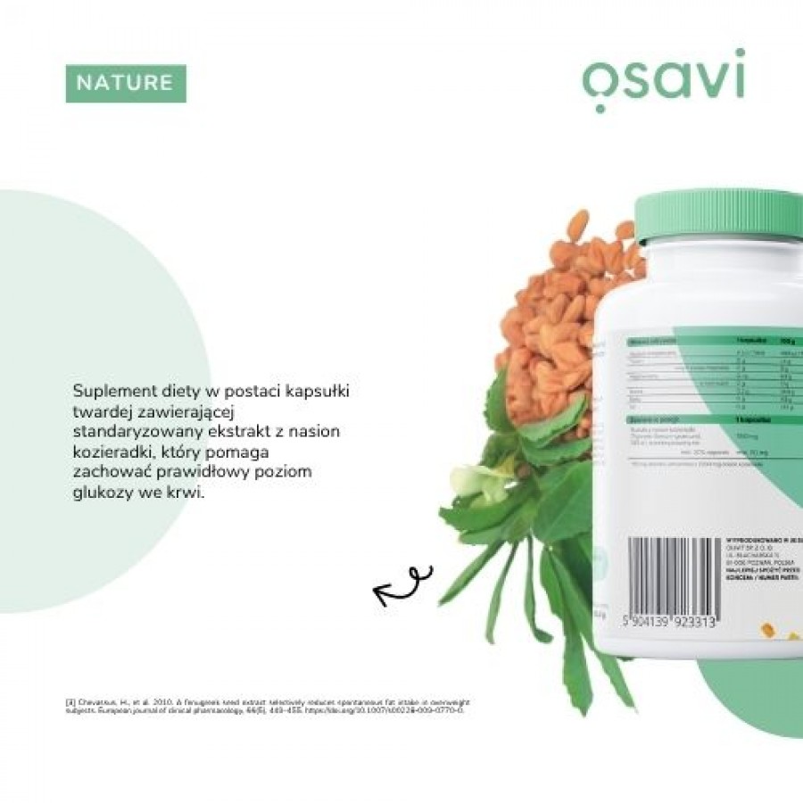 Zdjęcie produktu - 2 OSAVI Nature Kozieradka 550 mg, 120 kapsułek wegańskich
