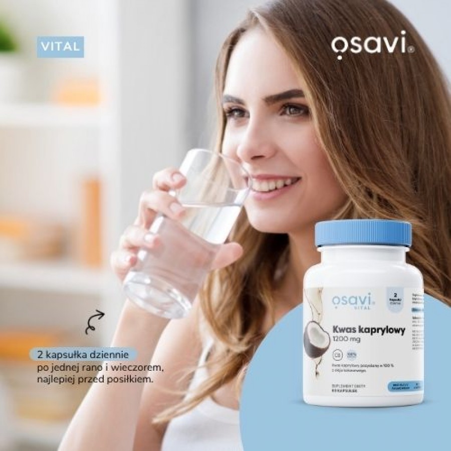 Miniaturka artykułu - #0 OSAVI Vital Kwas kaprylowy 1200mg, 60kaps.