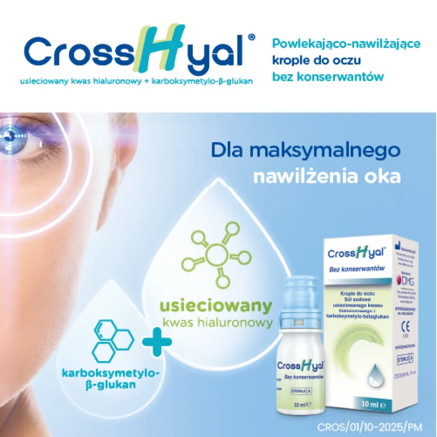 #1 – CrossHyal Krople do oczu nawilżająco-powlekające, 10ml