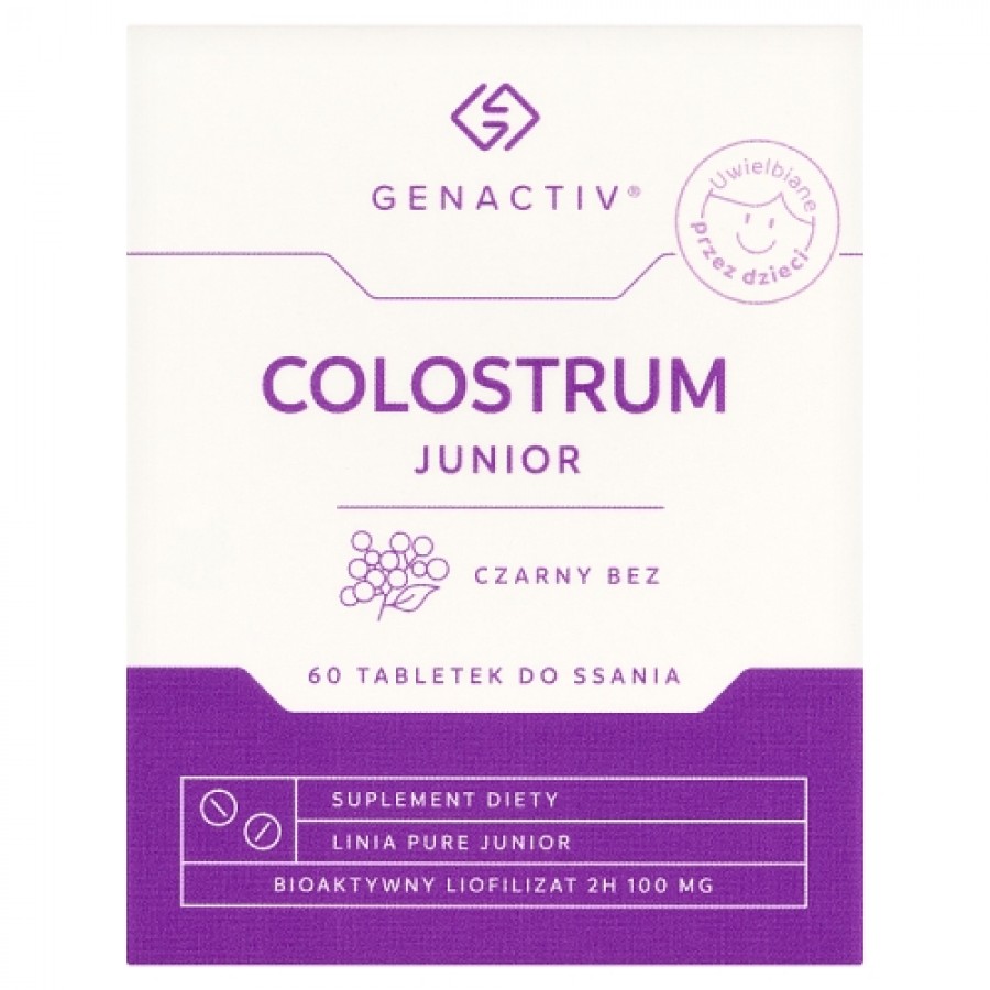 Miniaturka artykułu - #0 GENACTIV Colostrum Junior Czarny Bez, 60tabl.