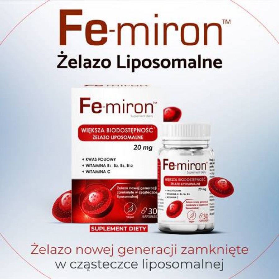 Miniaturka artykułu - #0 DOMOWA APTECZKA Fe-miron kapsułki twarde, 30 sztuk