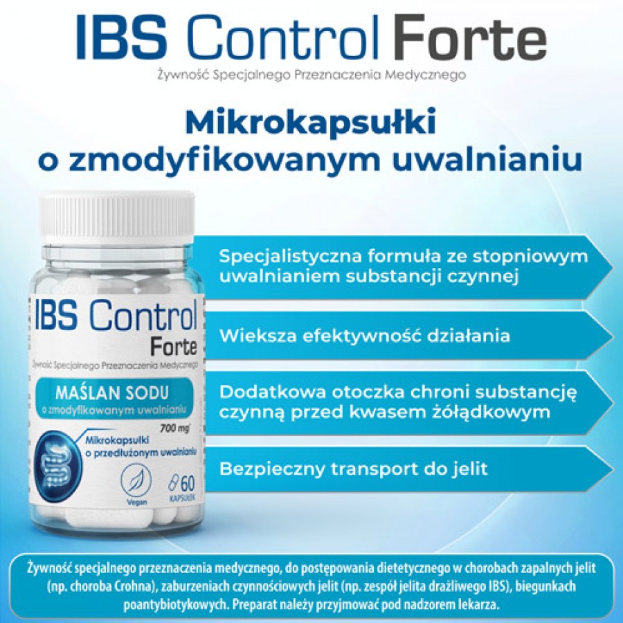Miniaturka artykułu - #1 DOMOWA APTECZKA IBS Control Forte Maślan Sodu, 60 kapsułek o przedłużonym uwalnianiu