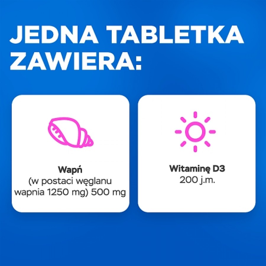 Zdjęcie produktu - 5 Vitrum Calcium Wapń 500mg + Witamina D 200j.m., 60tabl.