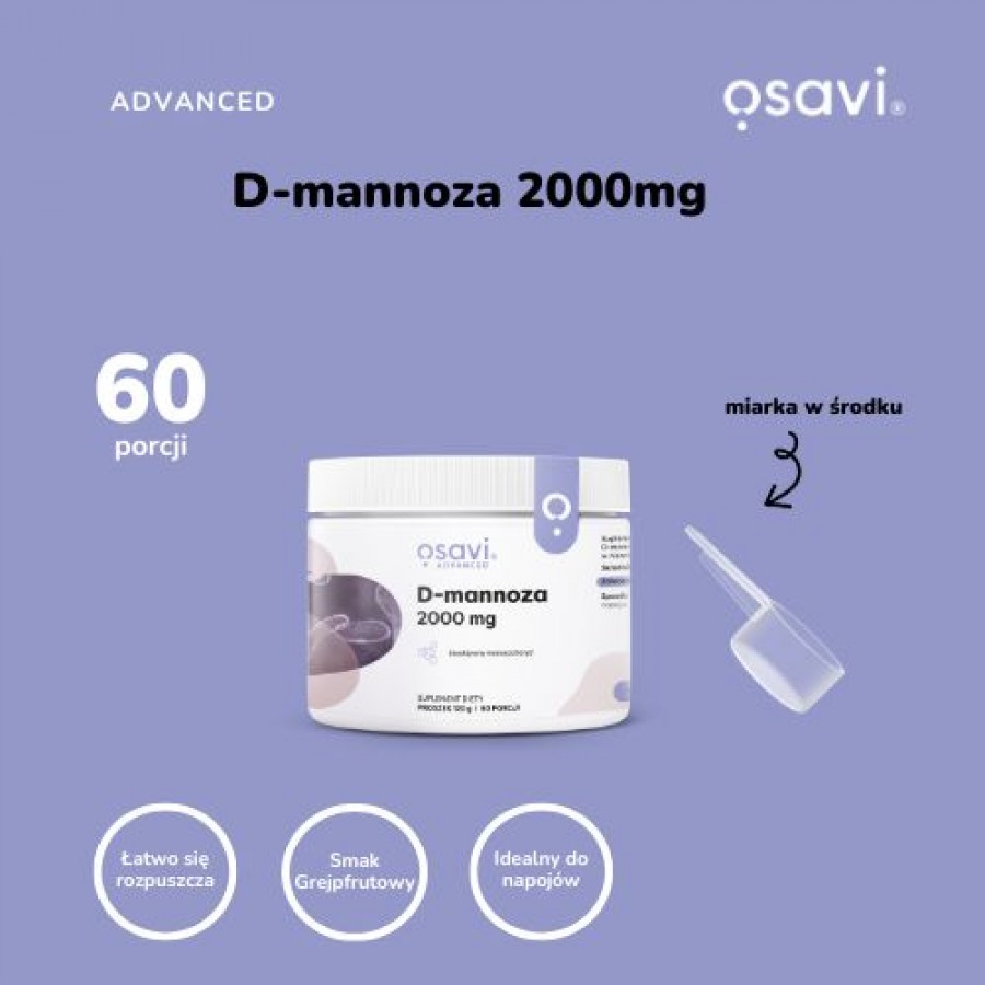 Miniaturka artykułu - #0 OSAVI D-mannoza 2000mg w proszku, 120g