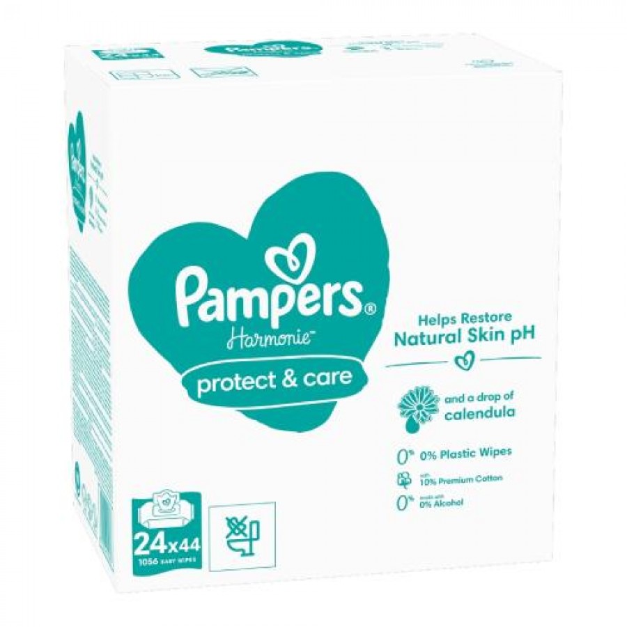 Zdjęcie produktu - 5 Pampers Harmonie Protect&Care Chusteczki nawilżane, 24x44szt.