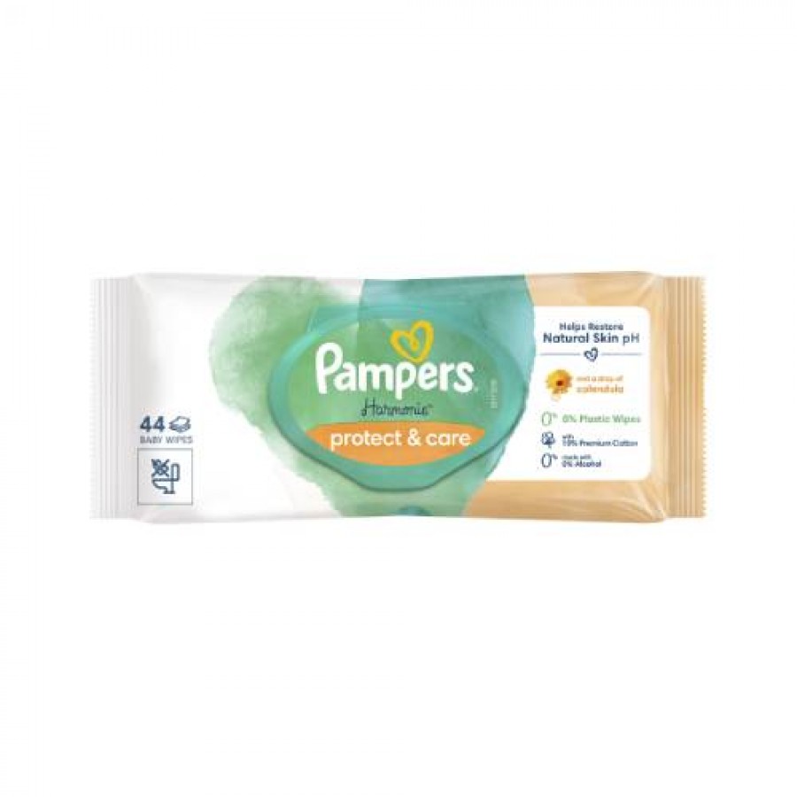 Zdjęcie produktu - 6 Pampers Harmonie Protect&Care Chusteczki nawilżane, 44szt.