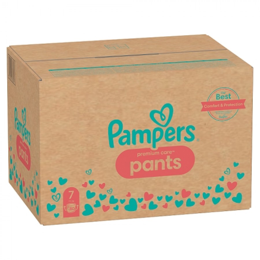 Zdjęcie produktu - 5 Pampers Premium Care Pieluchomajtki dla dzieci rozmiar 7 XXL 17kg+, 80 szt.