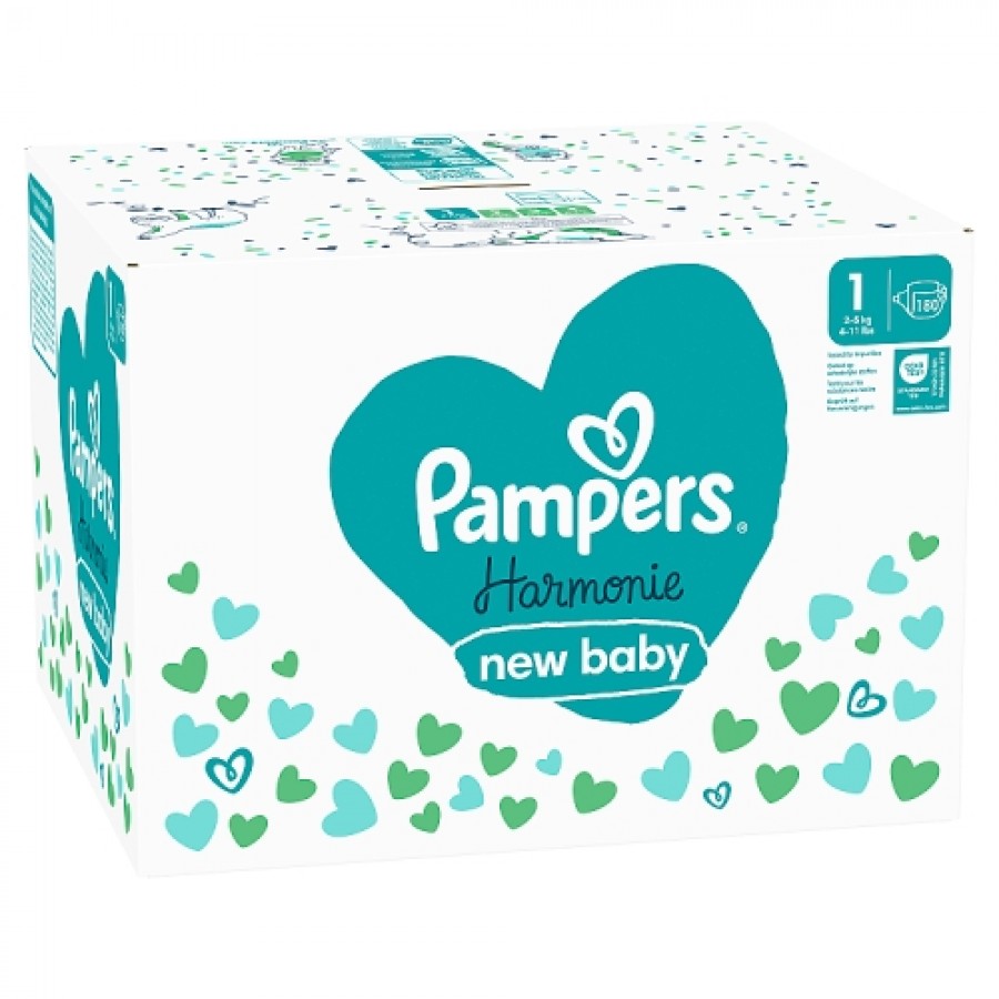 Zdjęcie produktu - 2 Pampers Harmonie Pieluszki rozmiar 1 New Born 2-5kg, 180szt. 